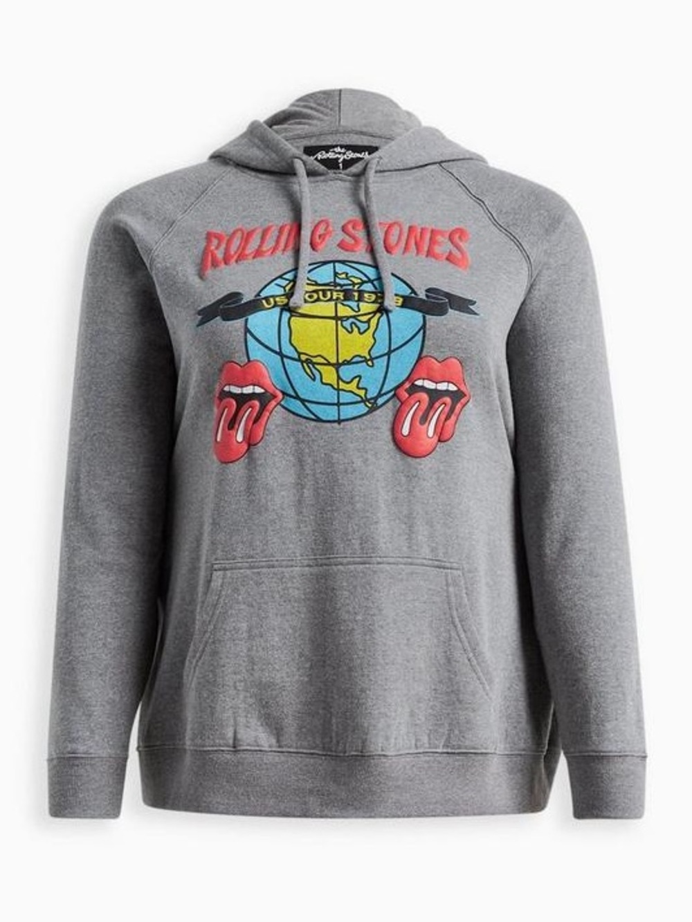 Torrid Rolling Stones Puff Hoodie-heather grey, size 0, cotton/poly, lightweight